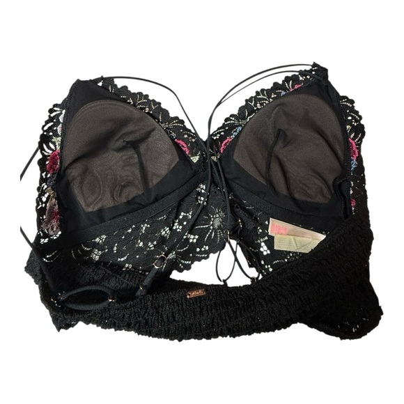 PINK Victoria’s Secret Large Black Lace Floral Embroidered Bralette - Picture 6 of 10